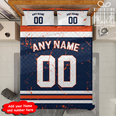 Custom Quilt Sets Edmonton Jersey Personalized Ice hockey Premium Quilt Bedding for Men Women